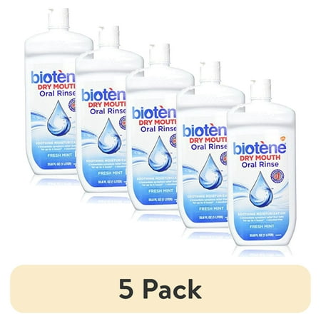 (5 pack) Biotene Dry Mouth Oral Rinse for Dry Mouth Symptoms 33.8 FL OZ
