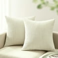 thumbnail image 5 of Softalker Throw Pillow Covers, Soft Corduroy Decorative Striped Pillow Cases 18x18 Inch Set of 2, Boho Cushion Pillow Cover for Farmhouse, Couch, Sofa, Bedroom, Living Room, Home Decor (Beige), 5 of 6