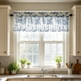 thumbnail image 4 of QualiVow Blue Toile Kitchen Curtain Valance, 54x18in Rod Pocket Short Window Treatment, Farmhouse Floral Cafe Curtain, 4 of 7