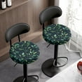 thumbnail image 3 of ZIATUBLE Green Leaves Bar Stool Cover Cushion Soft Stool Seat Cover Protector 12-14 Inch with Elastic Bands Stool Seat Replacement Cover Set 2 Pack Universal Round Chair Covers, 3 of 6