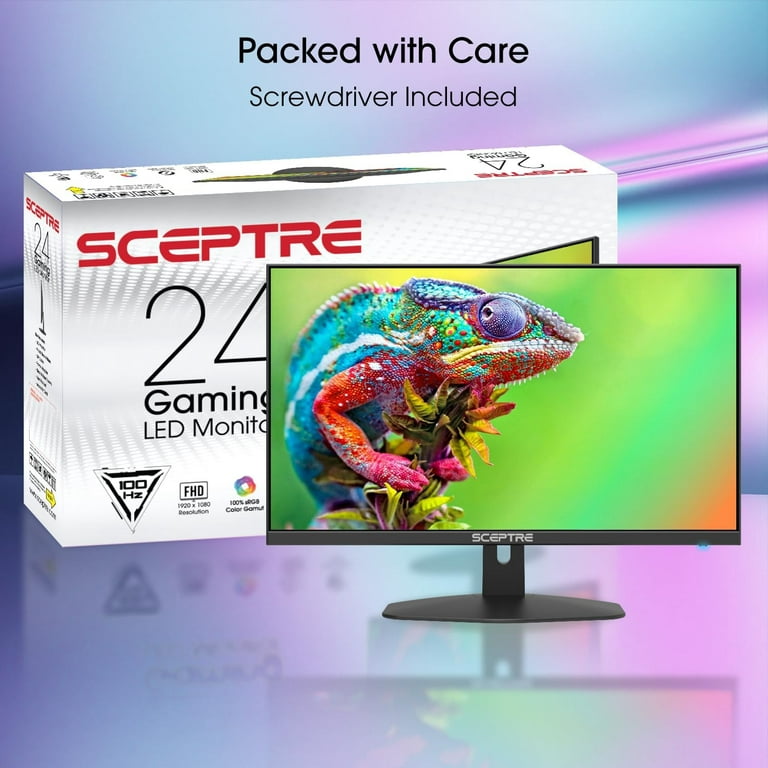 Sceptre New 24-inch Gaming Monitor 100Hz 1ms DisplayPort HDMI x2 100% sRGB  AMD FreeSync Build-in Speakers, Eye Care Frameless Machine Black 2024