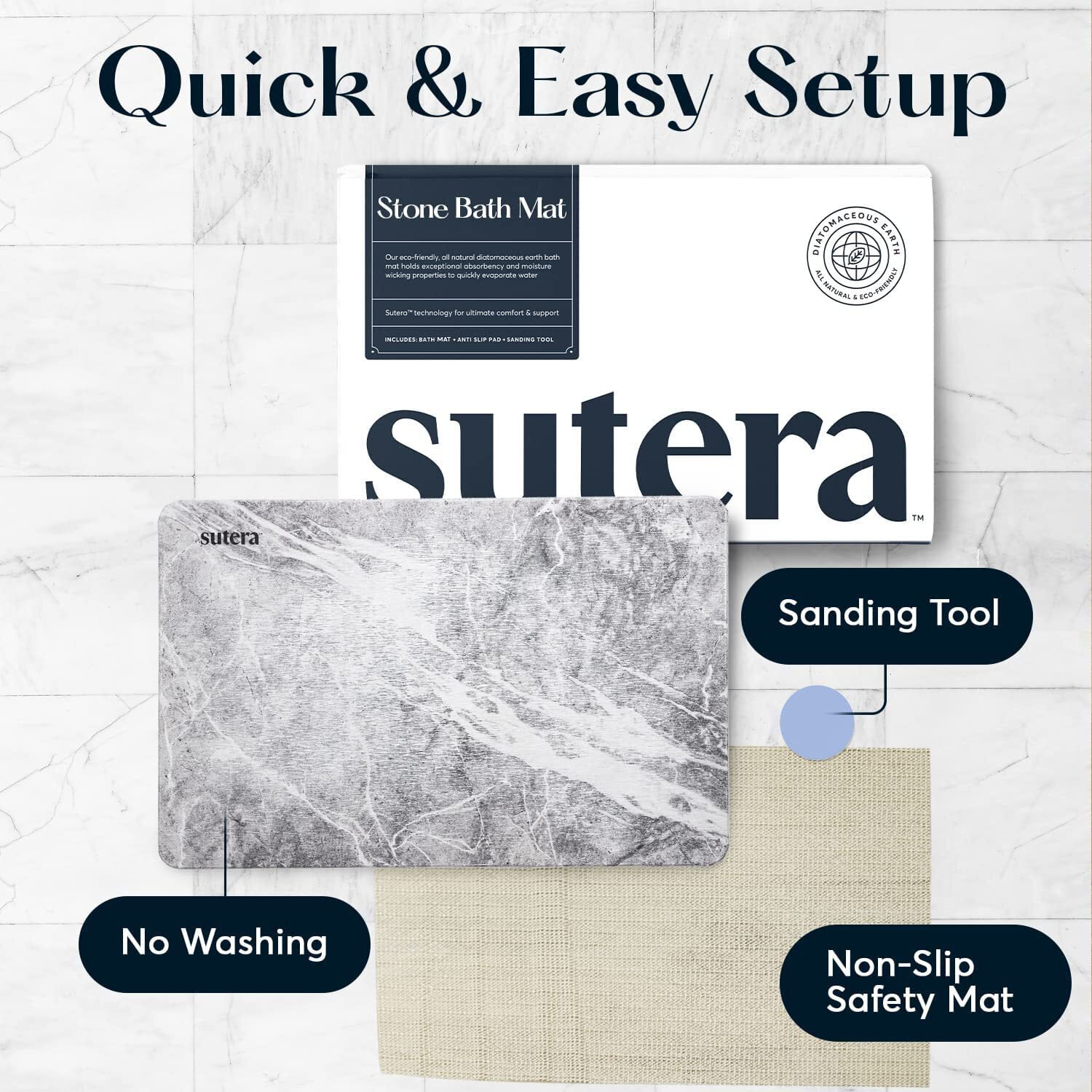 Stone Bath Mat - Granite