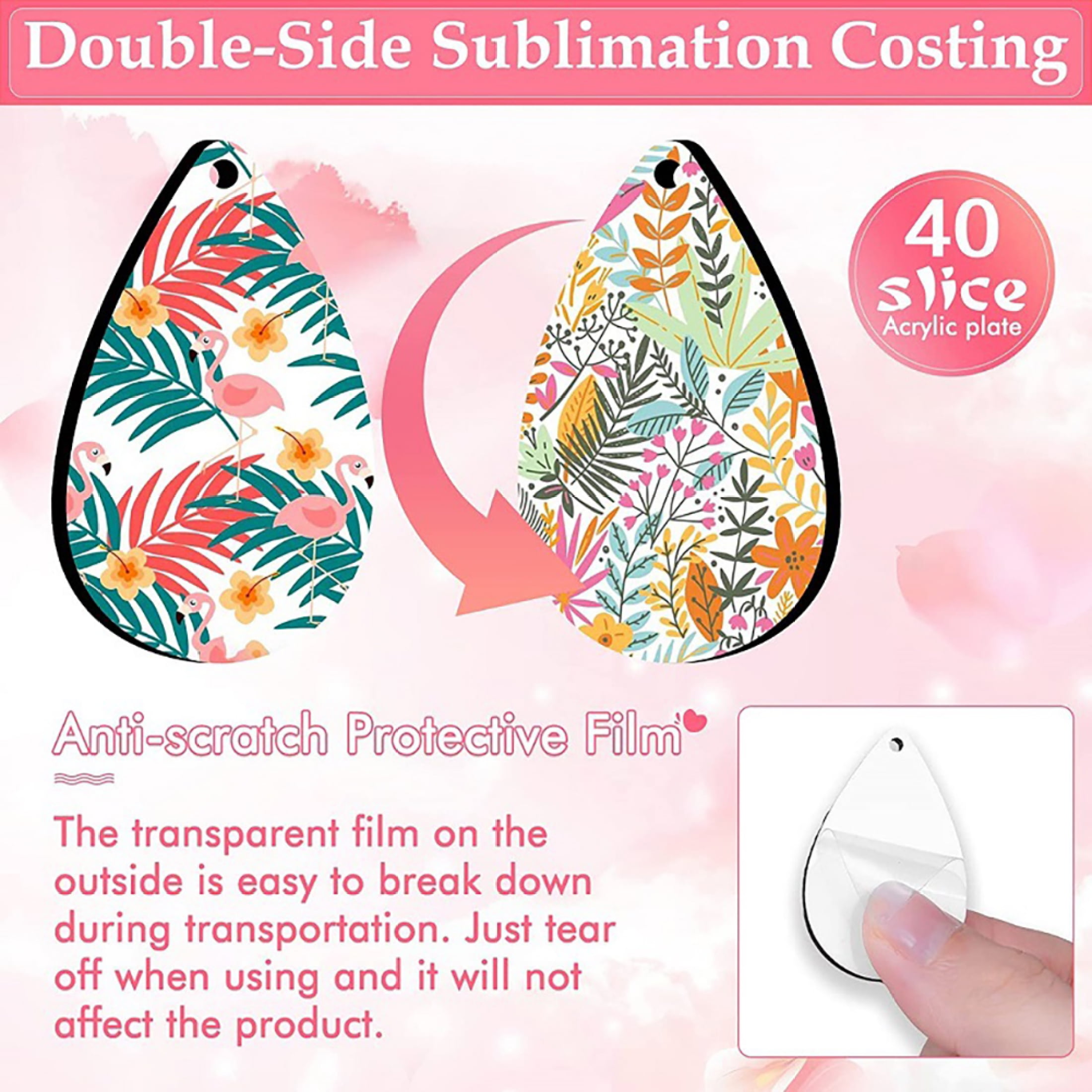 EUBUY 250pcs Sublimation Blank Earrings Set Heat Transfer Earring Ornament  Blanks with Earring Hooks and Jump Rings for Jewelry DIY Making Supplies 