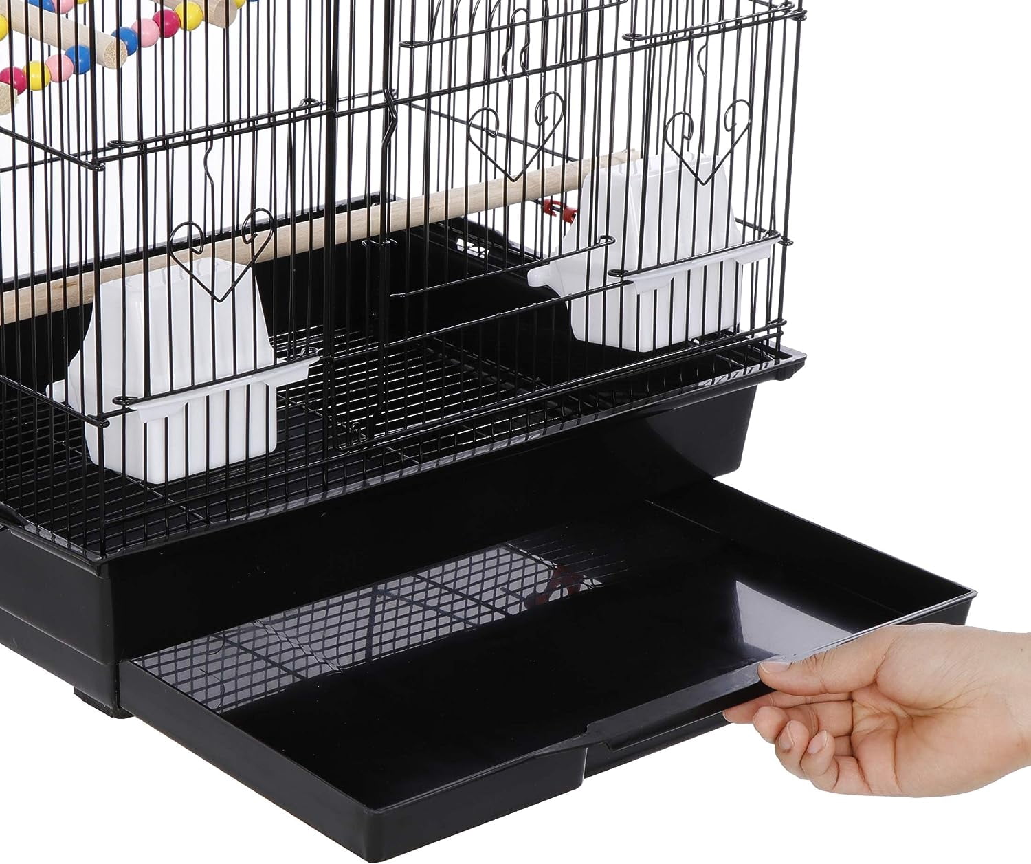 HJTER 39-inch Roof Top Large Flight Parrot Bird Cage for Small Quaker Cockatiel Canary Sun Parakeet Green Cheek Finch Budgie Lovebirds Wrought Iron Pet Bird Cage w/Toys
