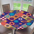 thumbnail image 2 of AMLESO Housse de Table Ajustée Élastique - Grand Rond, Motif Multicolore - S'Adapte aux Tables jusqu'à 1.2M, 2 of 8
