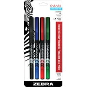 Zebra Pen Sarasa Fineliner Pen, Needle Point, 0.8mm, Assorted Colors, 4-Count