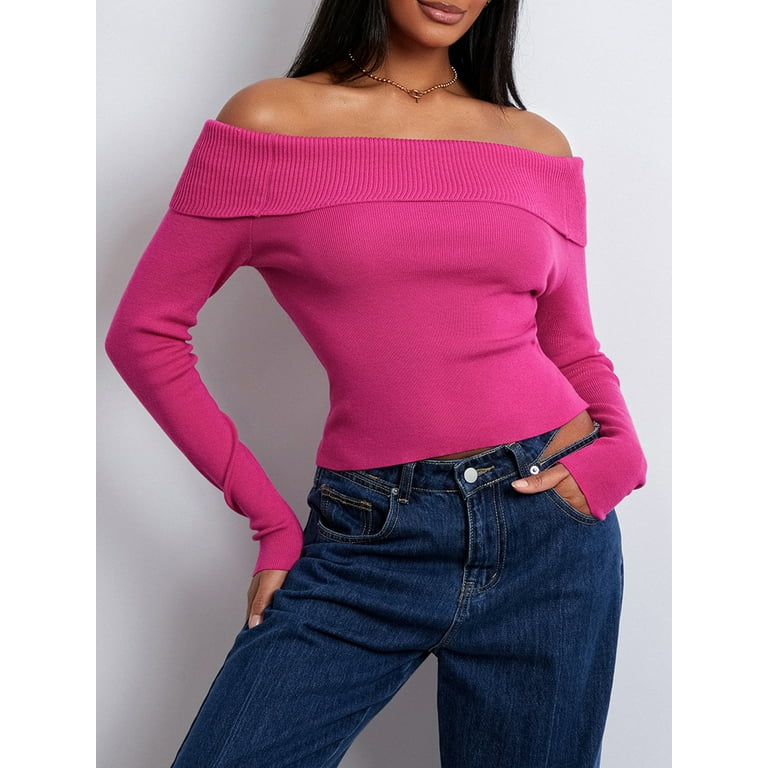 Sexy Solid Off-Shoulder Slim Knitting Sweater Sexy Solid Off-Shoulder Slim Knitting Sweater