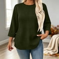 thumbnail image 2 of SuTry Plus Size Women's Sweatshirt Crew Neck 3/4 Sleeve Quilted Pullover with Curved Hem for Casual Fall Days and Cozy Lounging, 2 of 8