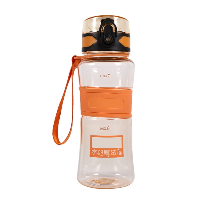 Botellas de agua de plástico selladas a prueba de fugas, ecológicas, portátiles, 450ML, taza deportiva para bicicleta, color naranja