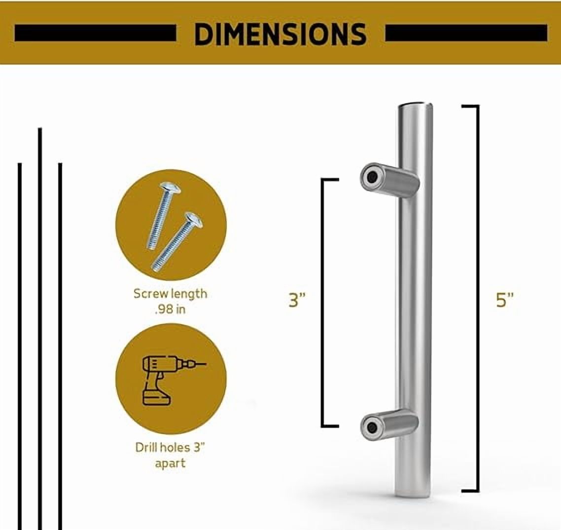Mega Handles / Canara 5 inch / Stainless Steel Cabinet Handle Pulls / Satin Nickel / 35 pack