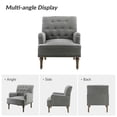 thumbnail image 3 of Wooden Armchairs set of 2 Nailhead Trim Carved Legs Comfy Accent Chair Tufted Back Home Living Room Grey, 3 of 6