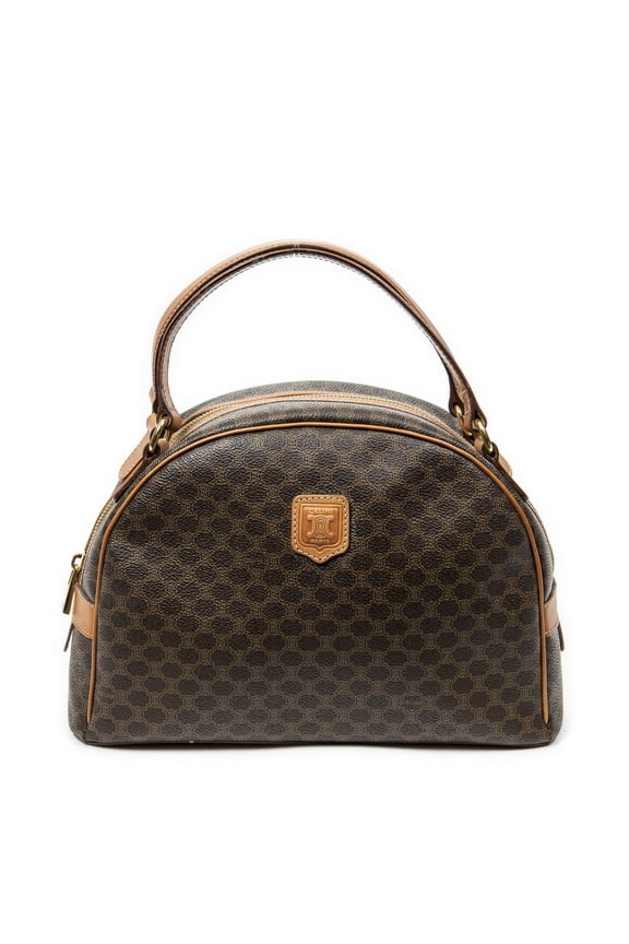 Pre-Owned Celine Brown Dome Top Handle Handbag Macadam Coated Canvas