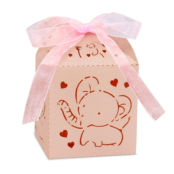 Pink Elephant Baby Shower Favor Boxes, 50Pcs Small Chocolate Candy Gift