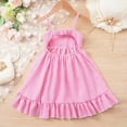 thumbnail image 5 of mgoYE Toddler Girl Dress Summer Clothes Linen Sleeveless Bow Dresses Plaid Dresses Casual Sundress 2-7T(Hot Pink,5-6 Years), 5 of 9