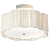 13.4" Rattan Flush Mount Ceiling Light Fixtures,3-Light Boho Light Fixtures Ceiling Mount for Bedroom,Mini Rattan Chandelier,White Small Chandelier Lighting for Dining Room Hallway