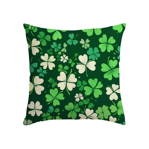 GooTPa Spring Pillow Covers, Clover Green Throw Pillow Case Decoration, Linen Cushion Covers for Couch Sofa Bedroom Living Room Easter Day Home Decor - 18x18in