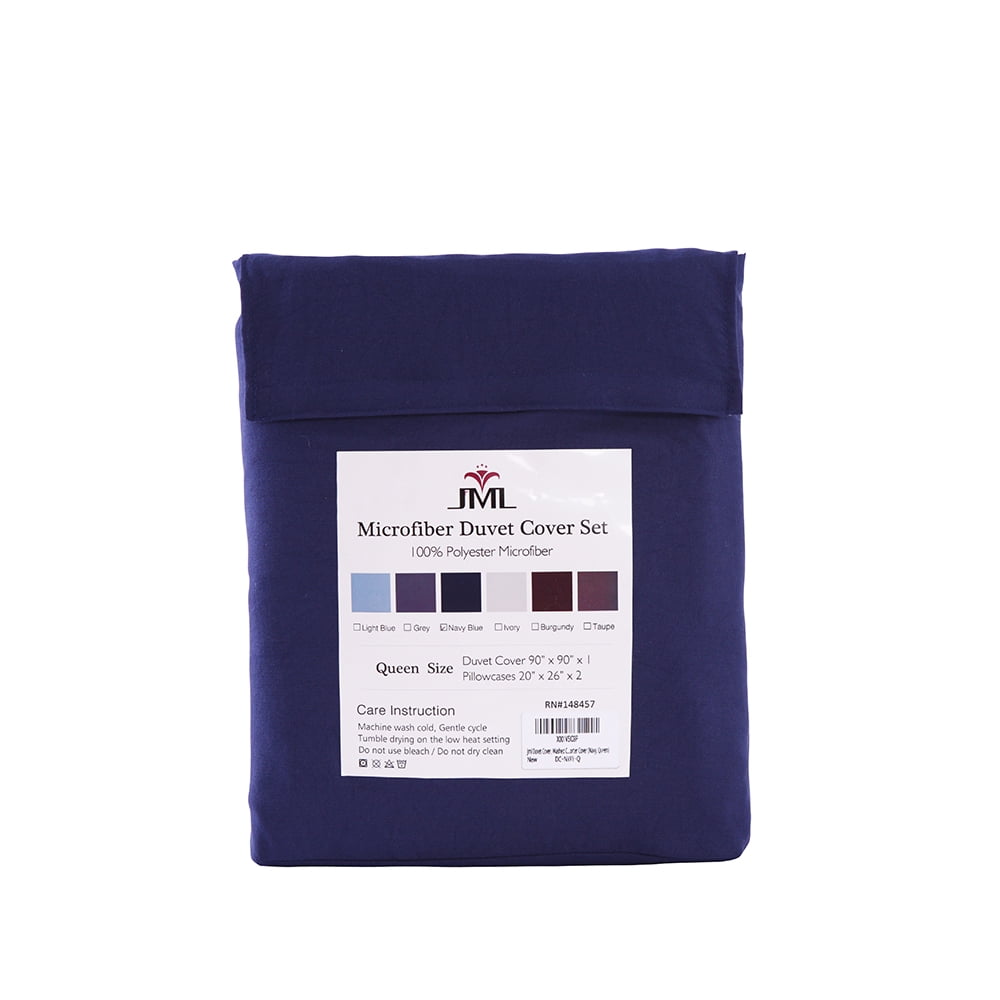 JML Duvet Cover Set 3-Piece Washed Microfiber Duvet Cover & 1 Pillowcase, Twin