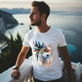 thumbnail image 5 of Mens Oversize T Shirts PaintingFoxCasual Short Sleeve Basic Tees Crew Neck T-Shirt Funny Graphic Tees Black or White XS-5XL, 5 of 5