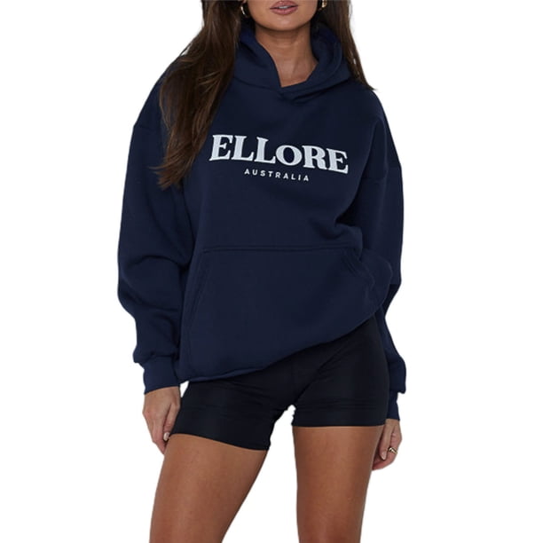 TRKIYQC Sudadera con Capucha Casual con Bolsillo para Mujer Otoño, Sudadera de Manga Larga con Estampado de Letras TRKIYQC moda