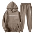 thumbnail image 4 of Men's Casual Solid Two Piece Hooded Sports Suit Pant Set with Raglan Sleeve and Drawstring for Comfortable Wear, 4 of 5
