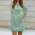 thumbnail image 2 of Women's Casual Hooded Sweater Dress Button Front Long Sleeve Pullover Tunic For Daily Wear Comfortable Loungewear Outfit Fall Winter, 2 of 6
