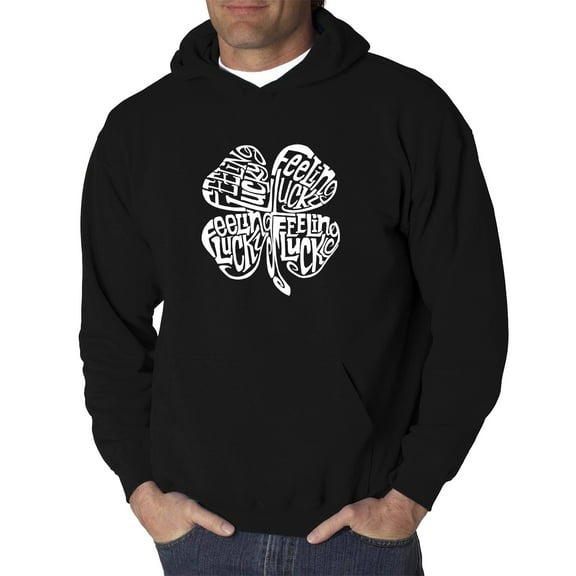 LA Pop Art Men's Word Art Hooded Sweatshirt - Feeling Lucky
