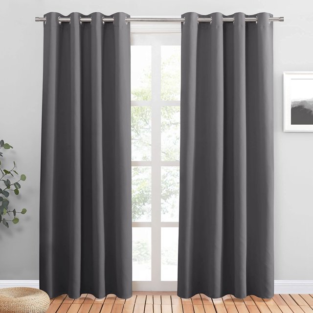 Cortinas opacas PONY DANCE con aislamiento térmico, color gris, 200 x 203 cm