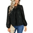 thumbnail image 3 of SAYOO Blusa de Manga Larga para Mujer, Blusa de Cuello Redondo con Botones en la Espalda con Patrón de Jacquard de Color Sólido, Tops de Calle de Ajuste Suelto SAYOO  Moda, 3 of 9