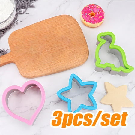 

Vnanda 3Packs Metal Cookie Cutters - Star Heart Dinosaur Cookie Cutter Stainless Steel Round Biscuit Cutter Heart Small Cookie Cutters Mini Molds Cutter for Baking