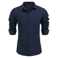 thumbnail image 2 of Coshow Mens Cuban Guayabera Shirt Casual Button Down Shirts Long Sleeve Summer Beach Shirts, 2 of 7