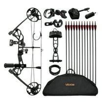 VEVOR Compound Bow Archery, Adjustable 19-30 in Draw Length Compound Bow Package for Beginner, 19-70 Lbs Draw Weight Archery Bows and Arrow Set, Right Hand Kit with Hunting Equipment, 320 fps, Black