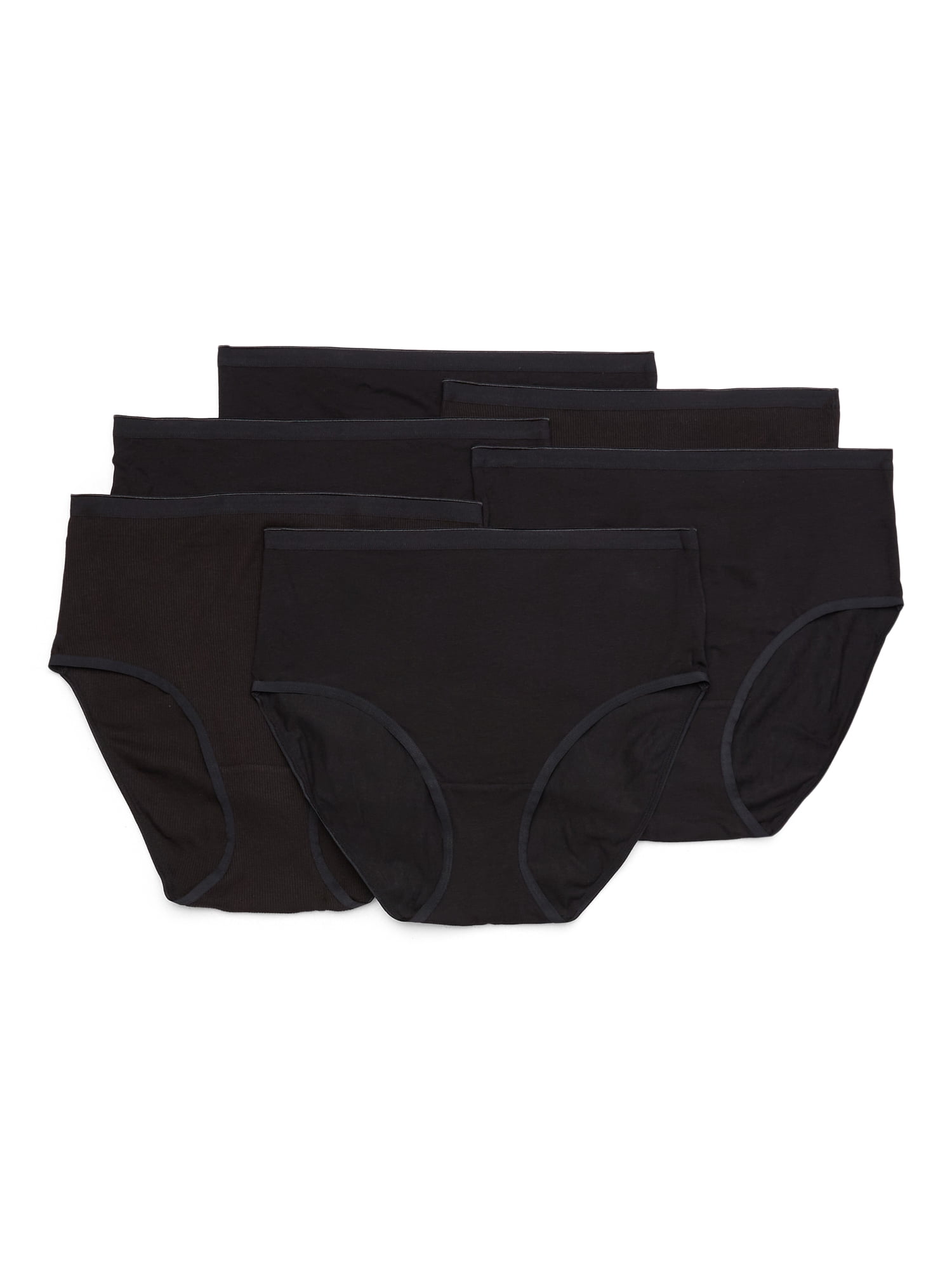 Joyspun Women's Cotton-Blend Brief Panties, 6-Pack, Sizes S-XXXL