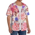 thumbnail image 2 of PAYOHTO Romantic Roses Butterfly Mens Hawaiian Casual Short-sleeved Shirt Tropical Summer Beach Button Down Shirts, 2 of 7