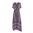 thumbnail image 5 of Mifsaly Womens Boho Maxi Dresses V Neck Short Sleeve Flowy Summer Sundresses High Waist Striped Lightweight Beach Vacation Dress L, 5 of 7