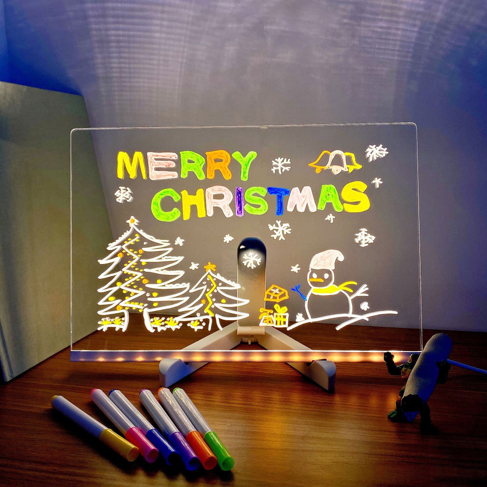 Li HB Store Glowing Acrylic Markers, Acrylic Dry Board with Stand, LED Transparent Desktop Note Memo Christmas Gift,Office Stationery,A, Size: 30