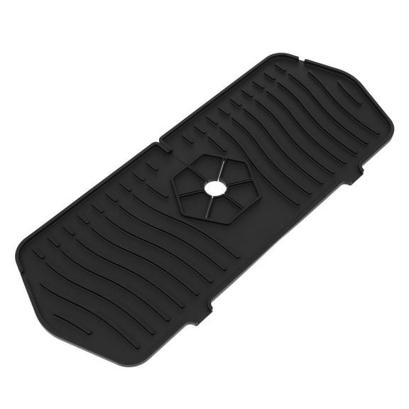 LEORX Splash Guard Plate Faucet Mat Silicone Black Anti-splash 1Pack