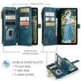thumbnail image 4 of Allytech Wallet Case for Samsung Galaxy S25 Edge, Card Slots + Cash Slot + Zipper Pocket Large Capacity PU Leather Case with Hand Strap, [All-Round Shockproof] Wireless Charging Kickstand Case, Blue, 4 of 9