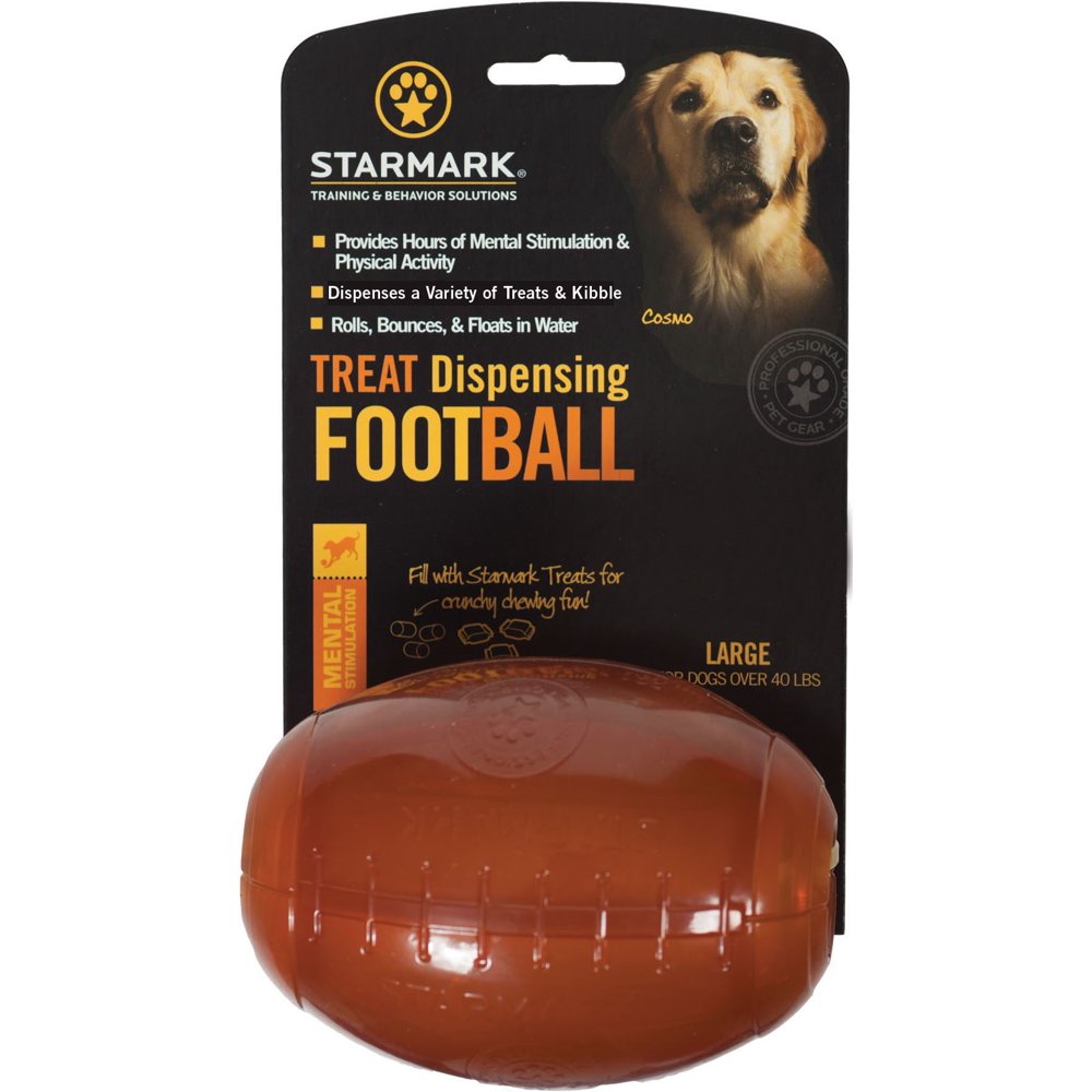 Starmark Treat Dispensing Football Dog Toy, Large