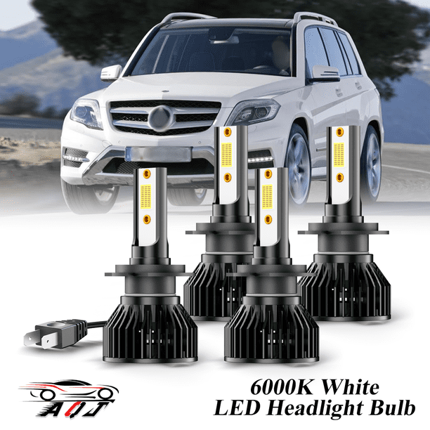 Compatible con Juego de Lámparas Alta/Baja Mercedes-Benz GLK300 2010 2011 2012 - 4 Unidades, 10,000LM 6500K Blanco Frío, Bombillas 500% Ultraluminosas, Plug & Play