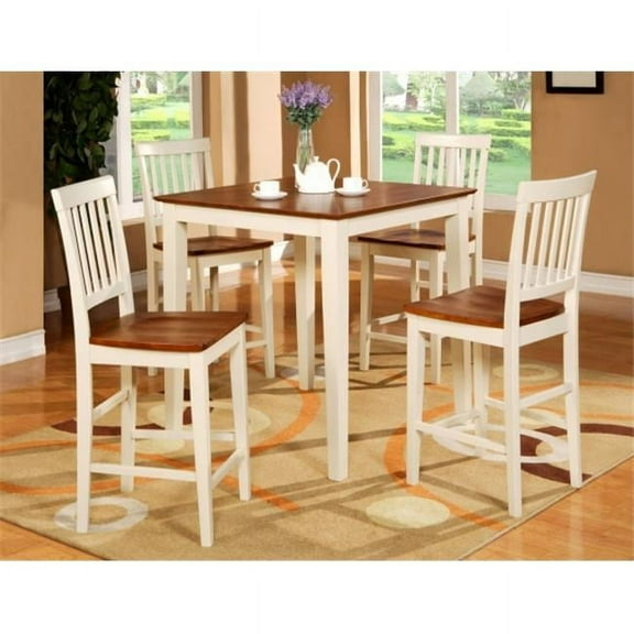 East West Furniture Vernon 5-piece Wood Dining Table Set in Buttermilk/Cherry