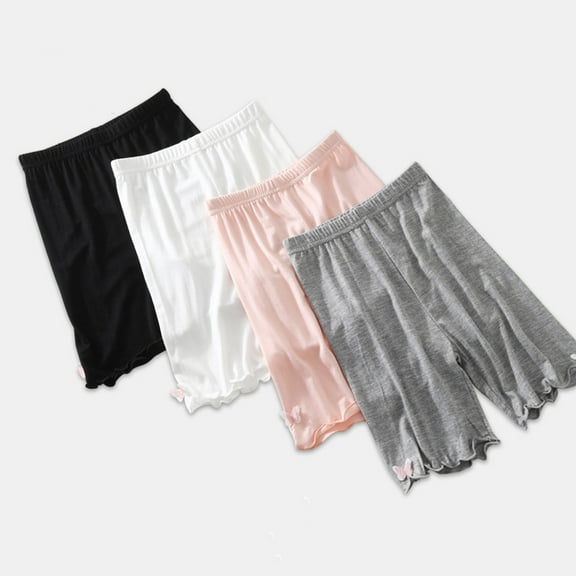 MKOSPLRT Kid's Cotton Shorts 3-14 Years High Waist Soft Biker Shorts Solid Comfy Tight Shorts Cute Lettuce Trim Summer Shorts