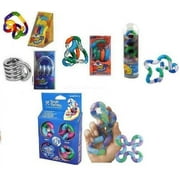 Set of 5 Tangle Twister Fidget Toys:  Metallic Textured Relax and Therapy