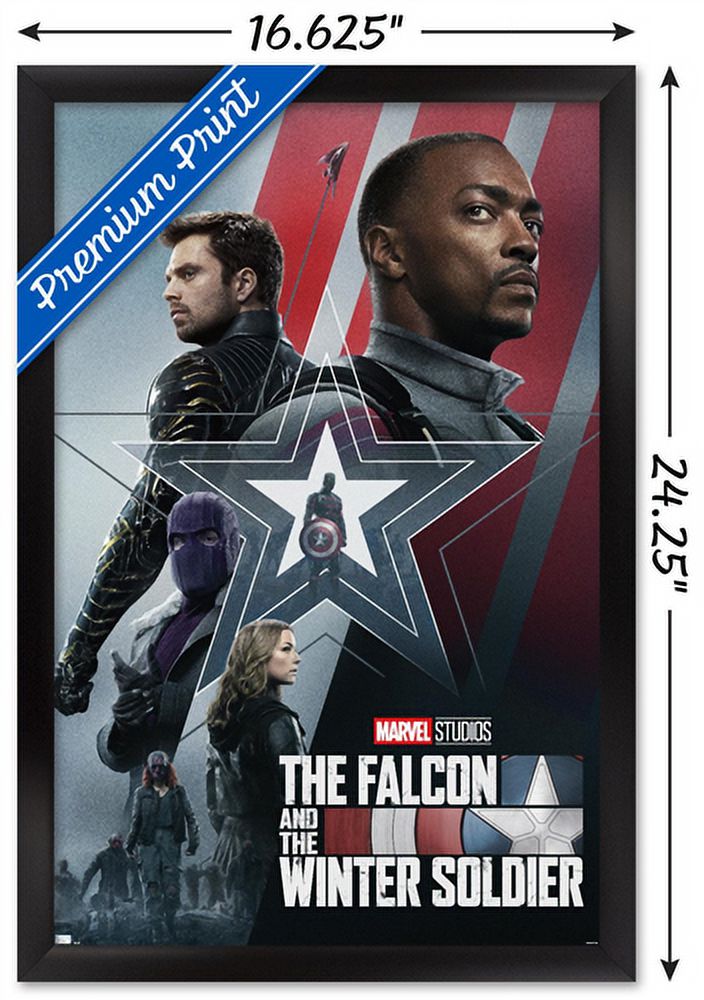 Marvel Falcon and Winter Soldier - Group One Sheet Wall Poster, 14.725" x 22.375", Framed