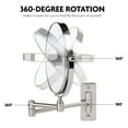 thumbnail image 2 of Ovente 7" Wall Mount Makeup Mirror, 1X & 7X Magnifier, Adjustable Spinning Double Sided Round Reflection, Extend, Retractable & Folding Arm, Bathroom & Vanity Décor, Nickel Brushed MNLFW70BR1X7X, 2 of 7