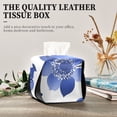 thumbnail image 4 of Blue Ink Flower and Leaf Tissue Box Cover Leather Square Rectangle Tissue Box Holder for Bathroom Living Room Desk Office Decor, 4 of 7