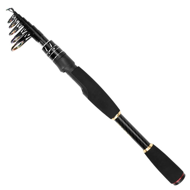 Generic Lightweight Carbon Fiber Telescopic Fishing Rod, 2.1m Spinning/Casting Rod, Durable & Portable with Storage Bag, Enhanced Casting Performance, Black EVA Handle.