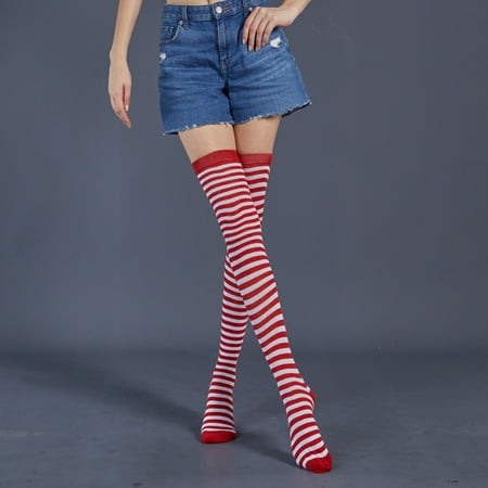 

Women Girl Stockings Cotton Striped Plus Size Over-the-Knee Leg Socks