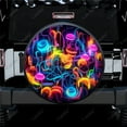 thumbnail image 1 of Multicolor Neon Lines Abstract Polyester Universal Spare Wheel Tire Cover Wheel Covers for Trailer RV SUV Truck Camper, 1 of 5