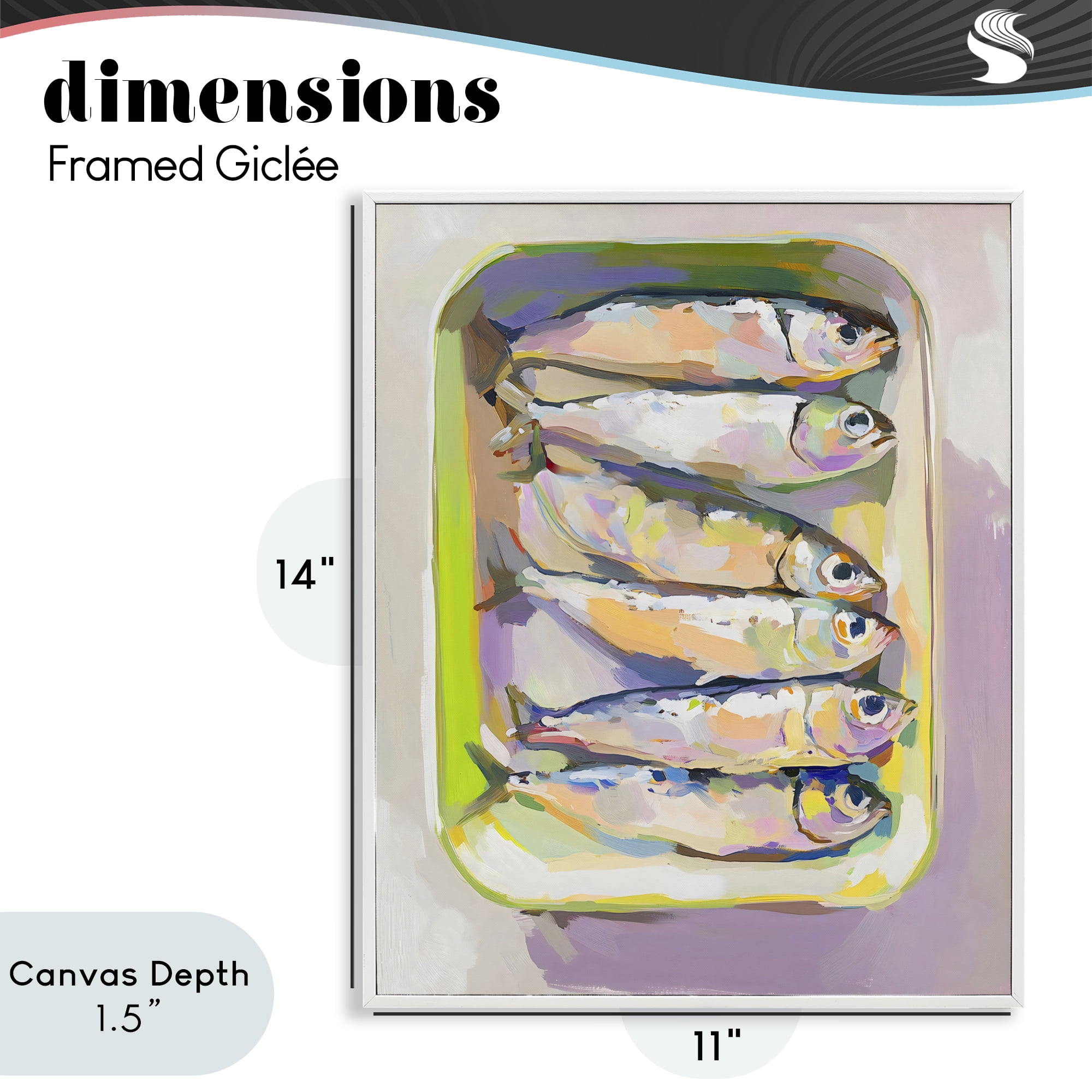 Stupell Industries Vibrant Hued Sardines White Framed Giclee Art, design by The Prints Vibe
