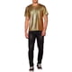 thumbnail image 2 of Camiseta metálica de cuadros Inspire Chic para hombre, de cuello redondo, de manga corta, con brillo y destellos, color dorado, 2 of 6